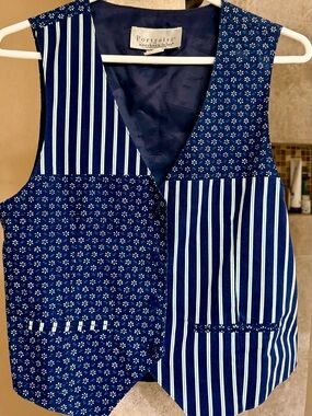 Portraits by northern isles Blue Patterned Patchwork Vest 100%cotton